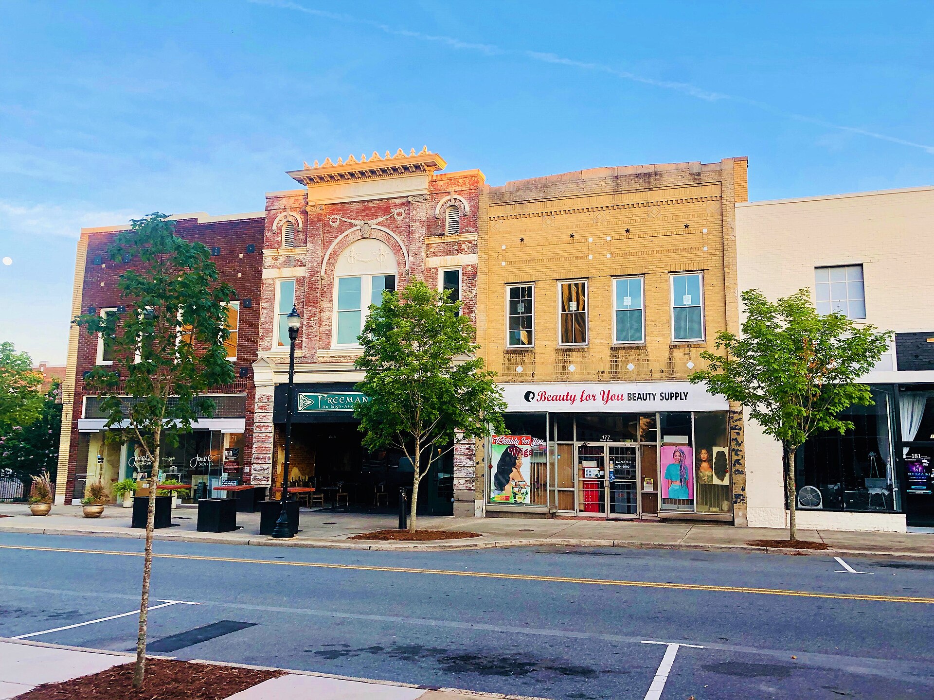 Historic storefronts on Main Avenue in downtown Gastonia, North Carolina