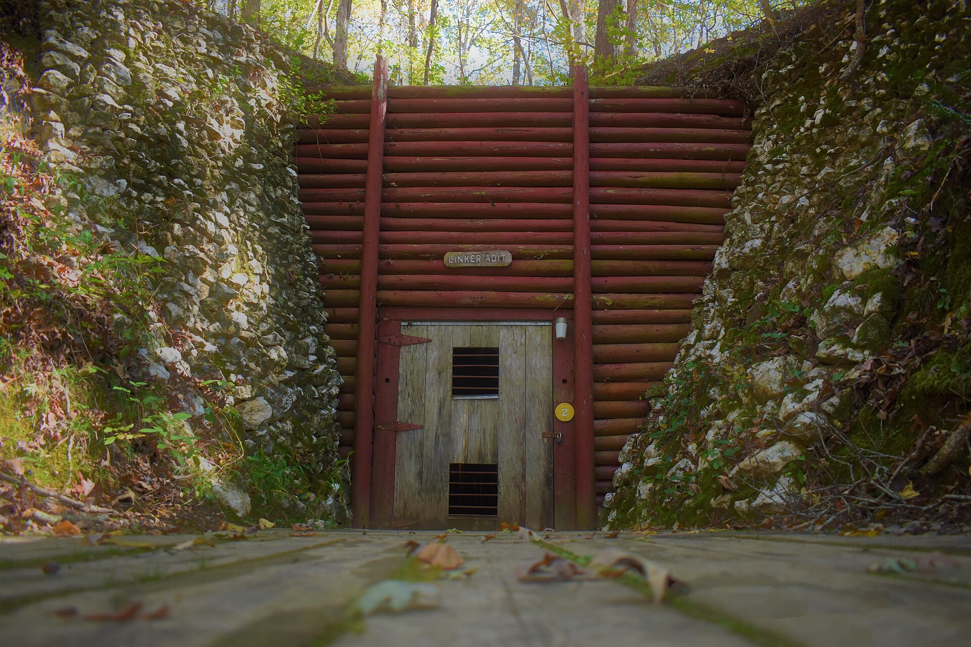 Entrance to an underground mine at Reed Gold Mine State Historic Site near Midland, NC
