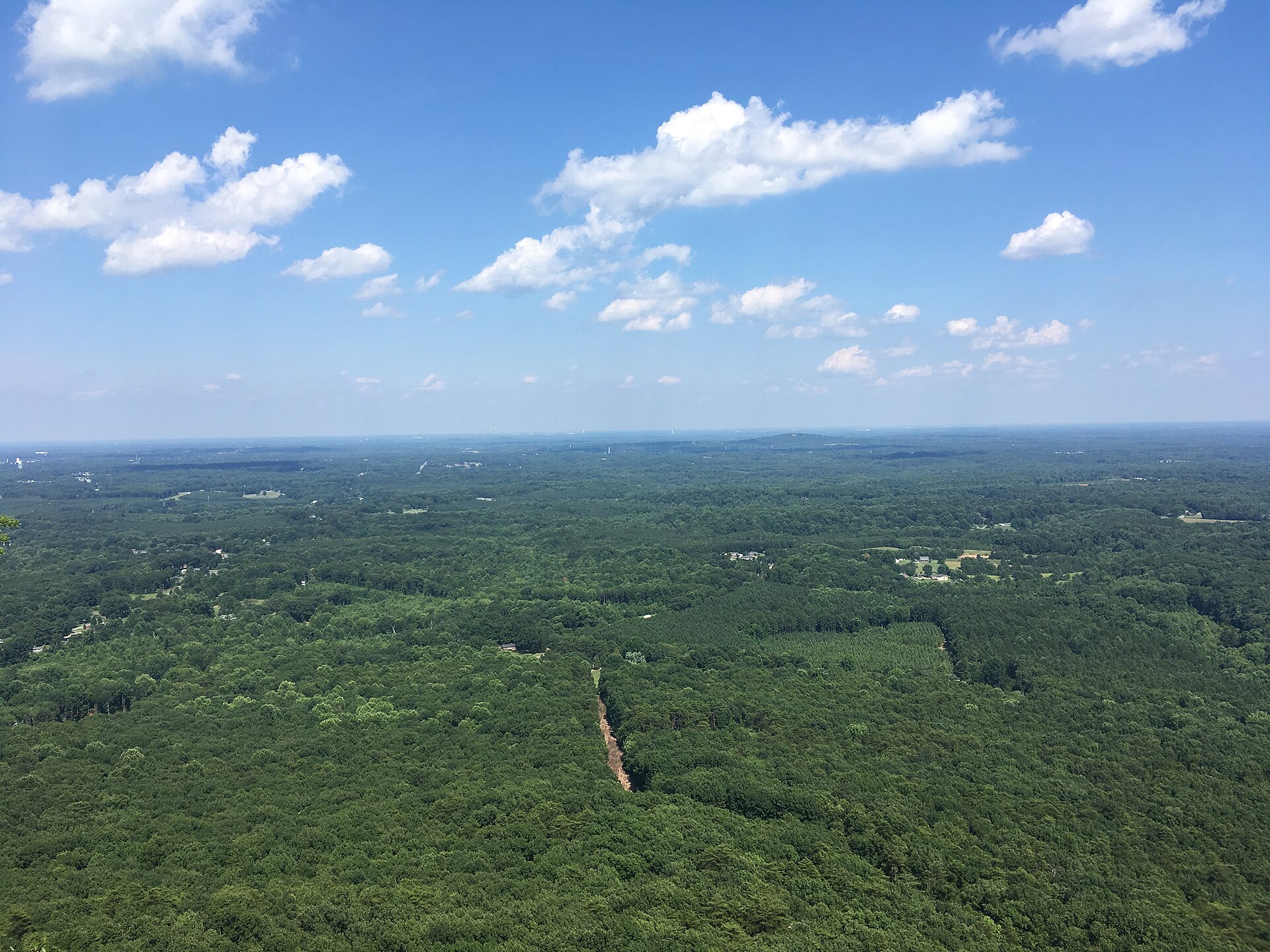 View east from the summit of Crowders Mountain
