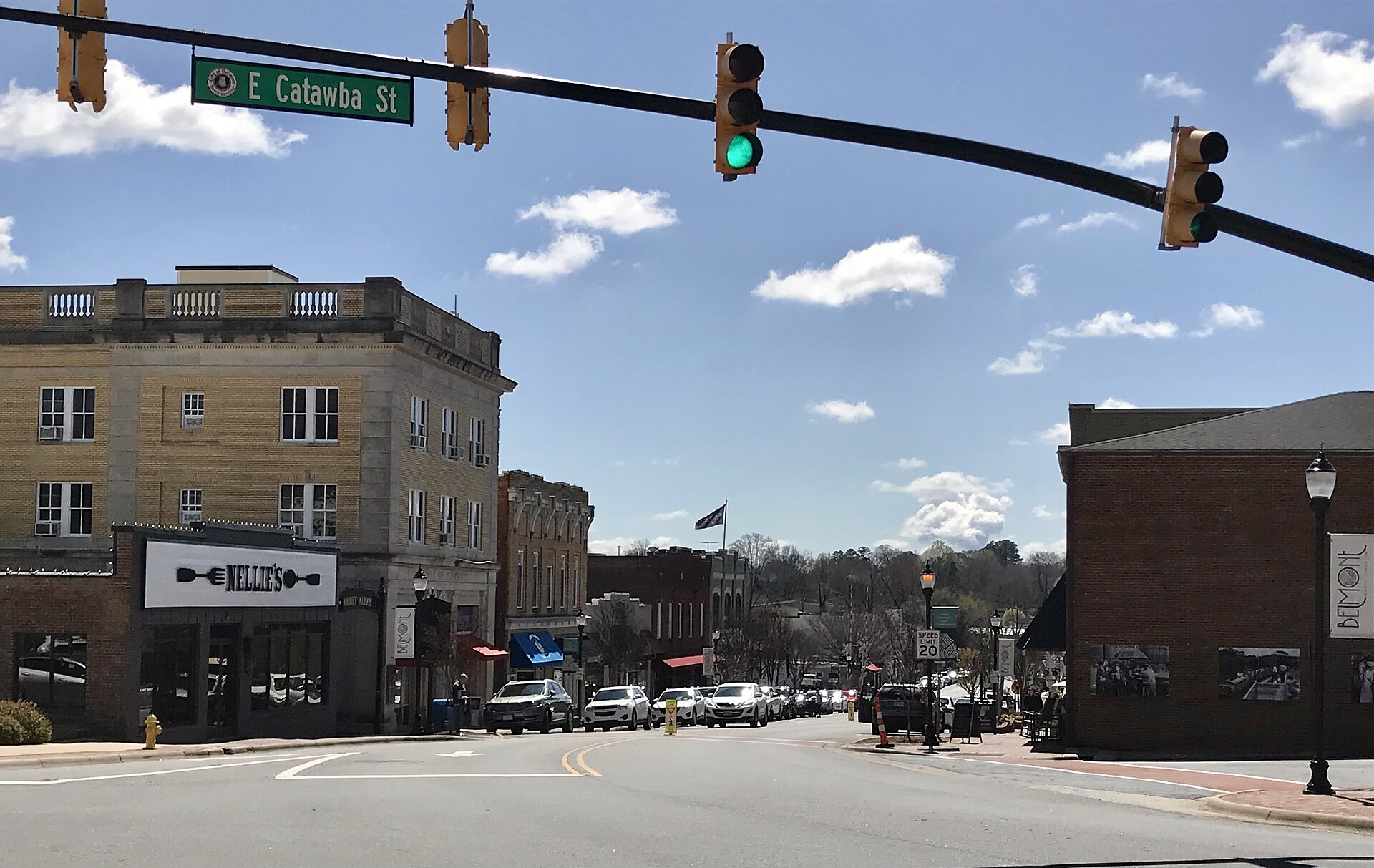 Main Street at Catawba Street in downtown Belmont