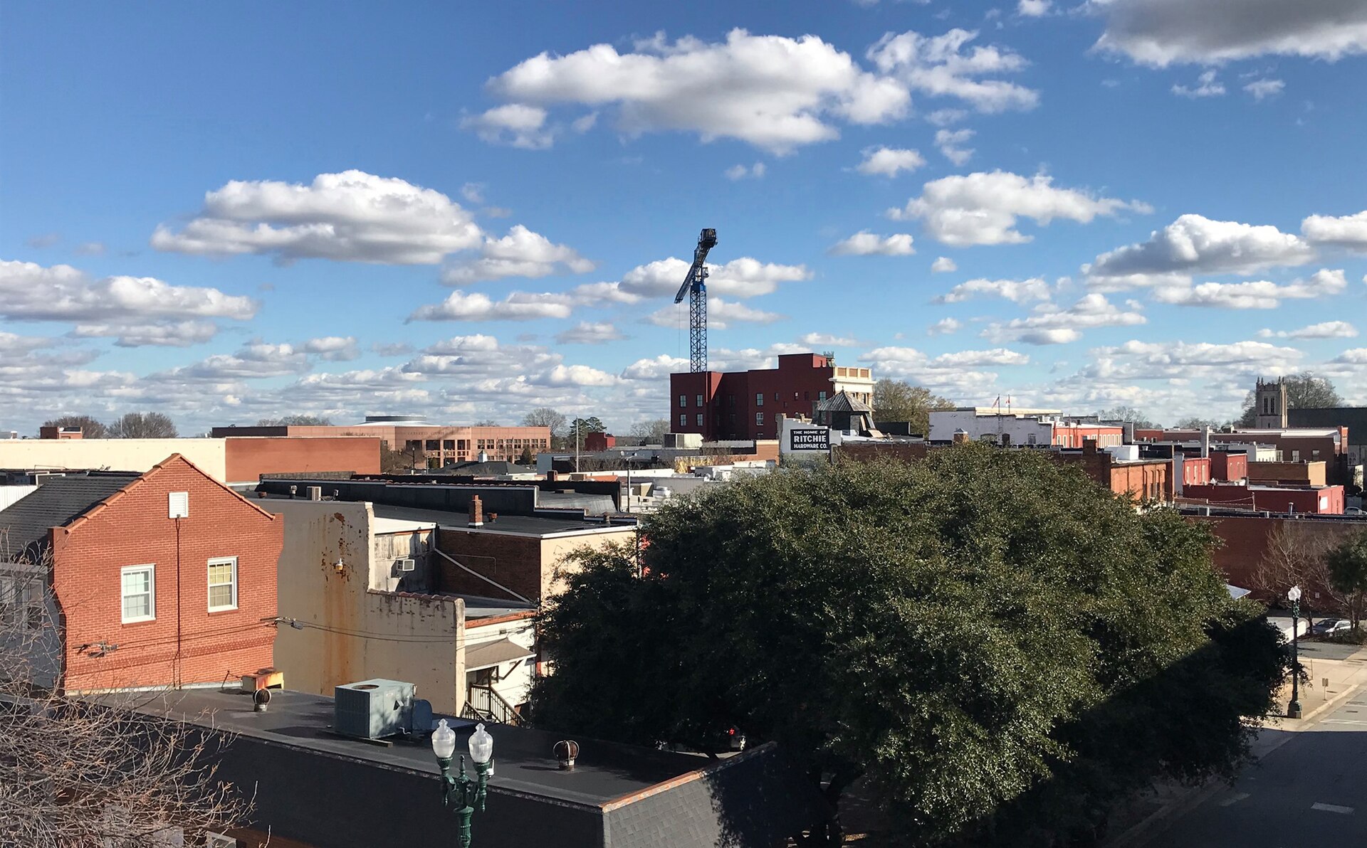 Rooftop view over downtown Concord, North Carolina