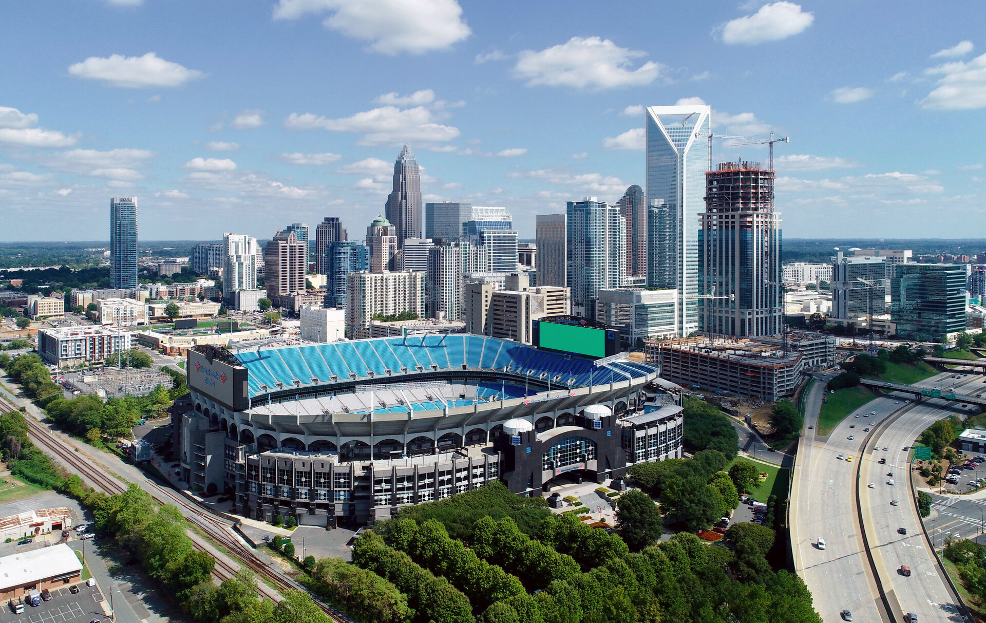 Charlotte, North Carolina downtown skyline at golden hour